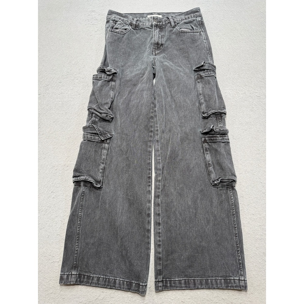 PacSun Baggy Jeans Women's 25 Black Denim High Rise Wide Leg 90s Cargo Utility